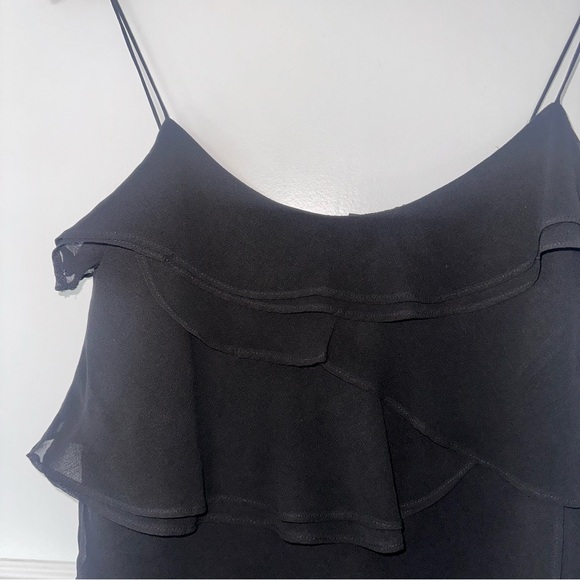 MNG Black Tiered Ruffle Sleeveless Mini Dress - Picture 3 of 8